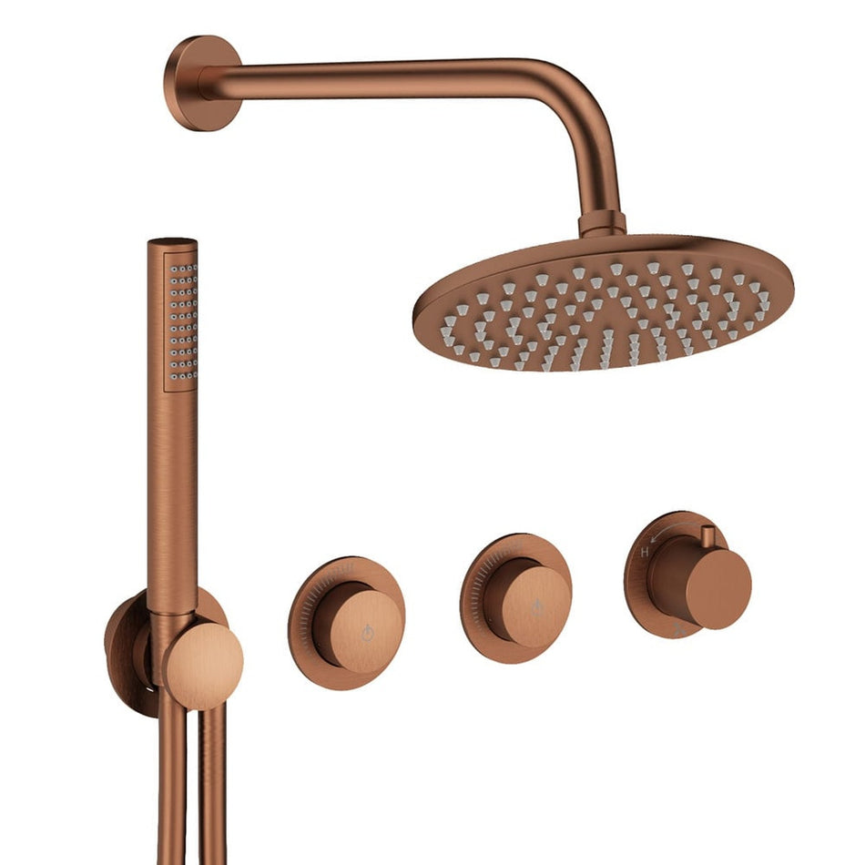 Crosswater Module 2 Outlet Thermostatic Concealed Shower Set 8 With Fixed 200mm Head & Handset - Brushed Bronze