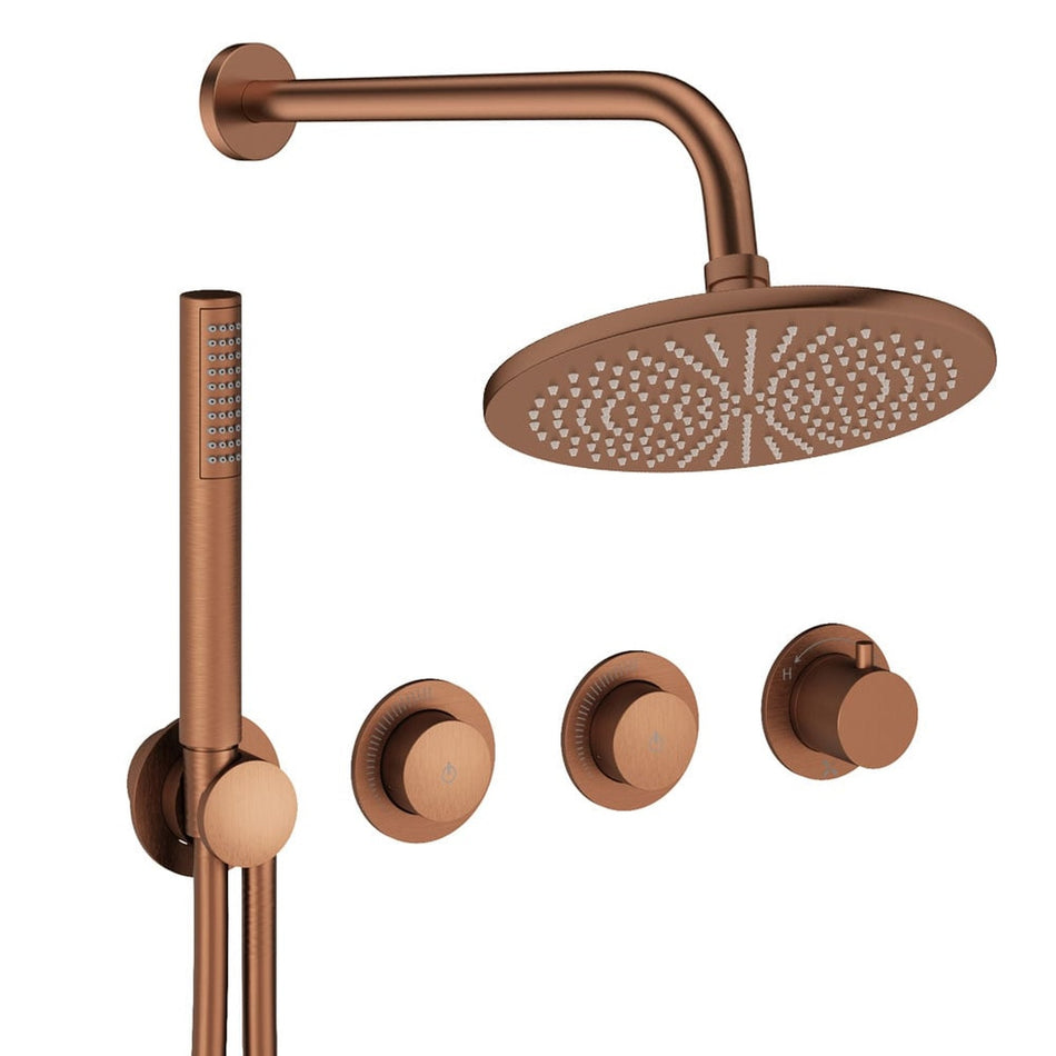 Crosswater Module 2 Outlet Thermostatic Concealed Shower Set 8 With Fixed 300mm Head & Handset - Brushed Bronze