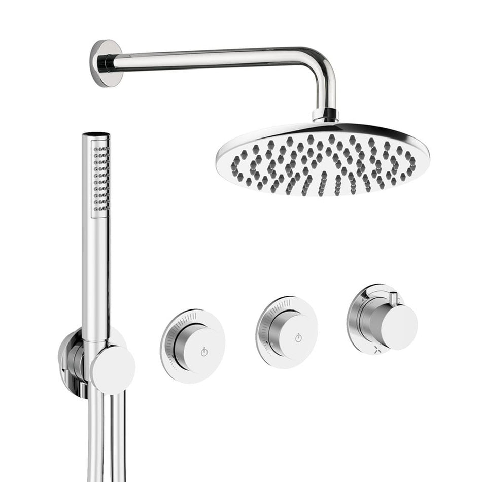 Crosswater Module 2 Outlet Thermostatic Concealed Shower Set 8 With Fixed 200mm Head & Handset - Chrome