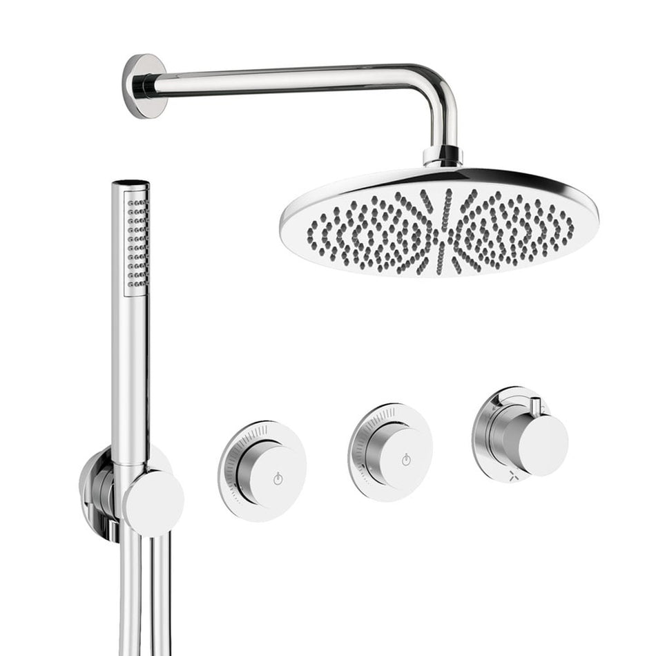 Crosswater Module 2 Outlet Thermostatic Concealed Shower Set 8 With Fixed 300mm Head & Handset - Chrome