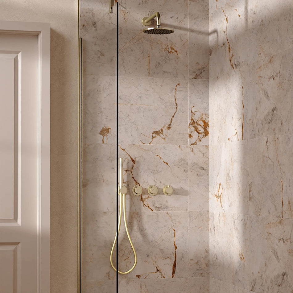 Crosswater Module 2 Outlet Thermostatic Concealed Shower Set 8 With Fixed 200mm Head & Handset - Brushed Brass
