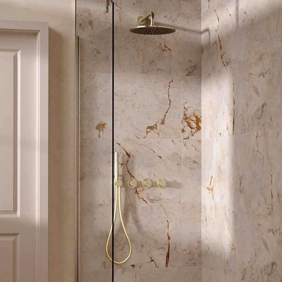 Crosswater Module 2 Outlet Thermostatic Concealed Shower Set 8 With Fixed 300mm Head & Handset - Brushed Brass