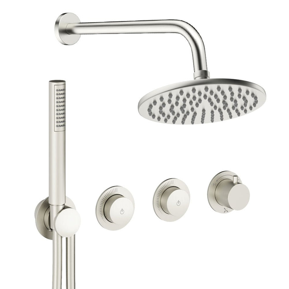 Crosswater Module 2 Outlet Thermostatic Concealed Shower Set 8 With Fixed 200mm Head & Handset - Brushed Nickel