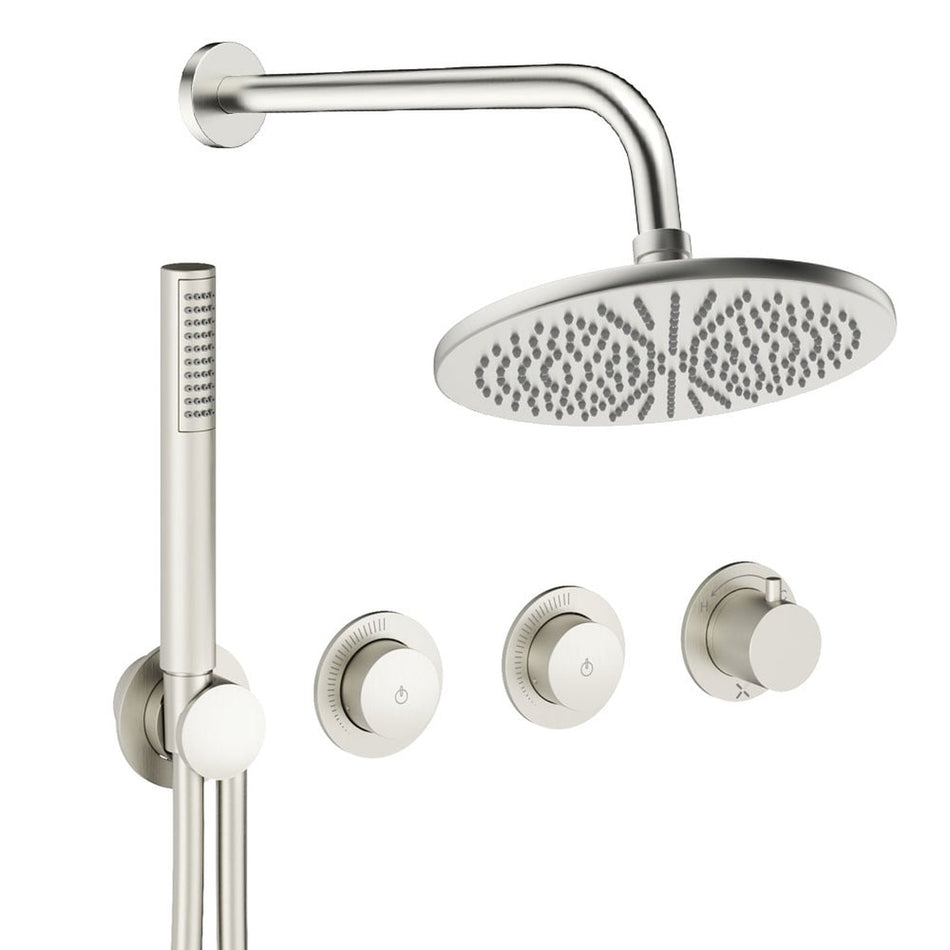 Crosswater Module 2 Outlet Thermostatic Concealed Shower Set 8 With Fixed 300mm Head & Handset - Brushed Nickel