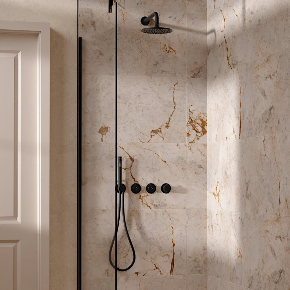 Crosswater Module 2 Outlet Thermostatic Concealed Shower Set 8 With Fixed 200mm Head & Handset - Matt Black
