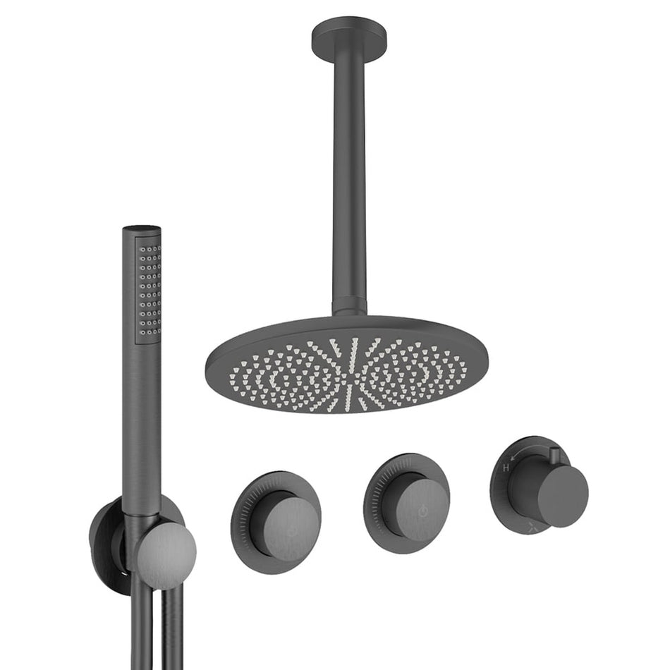 Crosswater Module 2 Outlet Thermostatic Concealed Shower Set 8 With 300mm Head and Ceiling Mounted Arm - Slate