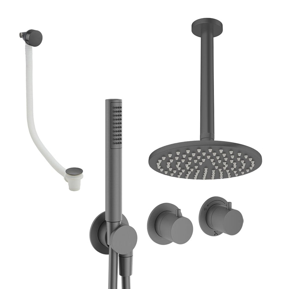 Crosswater Module 3 Outlet Thermostatic Concealed Shower Set 9 With 200mm Head and Ceiling Mounted Arm - Slate