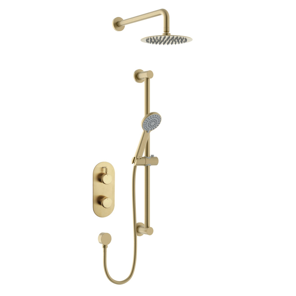 Bristan Molida 2 Outlet 2 Control Thermostatic Concealed Shower Kit - Brushed Brass