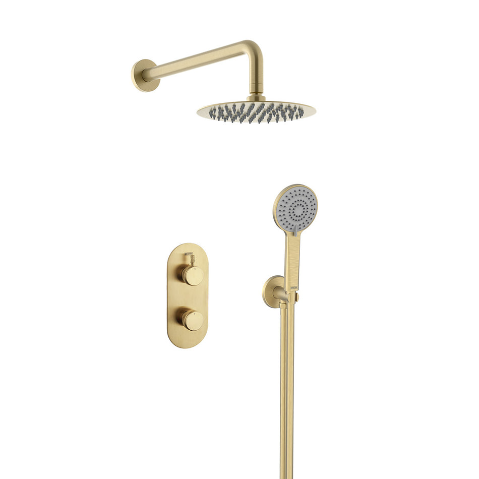 Bristan Molida 2 Outlet 2 Control Thermostatic Concealed Shower Set - Brushed Brass
