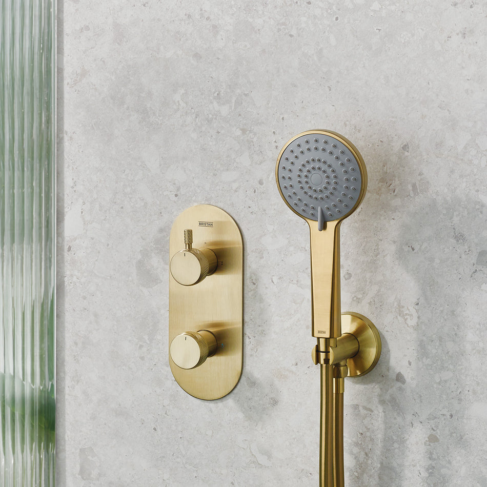 Bristan Molida 2 Outlet 2 Control Thermostatic Concealed Shower Set - Brushed Brass