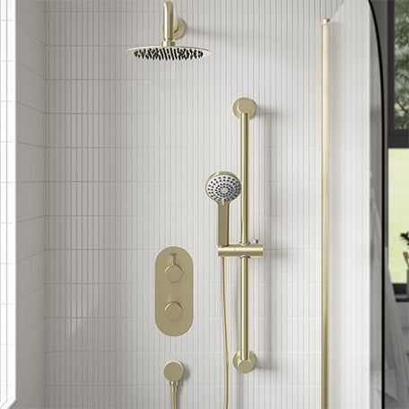 Bristan Molida 2 Outlet 2 Control Thermostatic Concealed Shower Kit - Brushed Brass