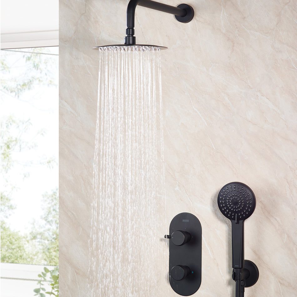 Bristan Molida 2 Outlet 2 Control Thermostatic Concealed Shower Set - Matt Black