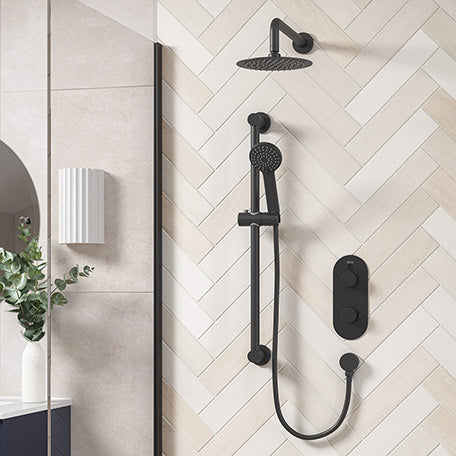 Bristan Molida 2 Outlet 2 Control Thermostatic Concealed Shower Kit - Matt Black