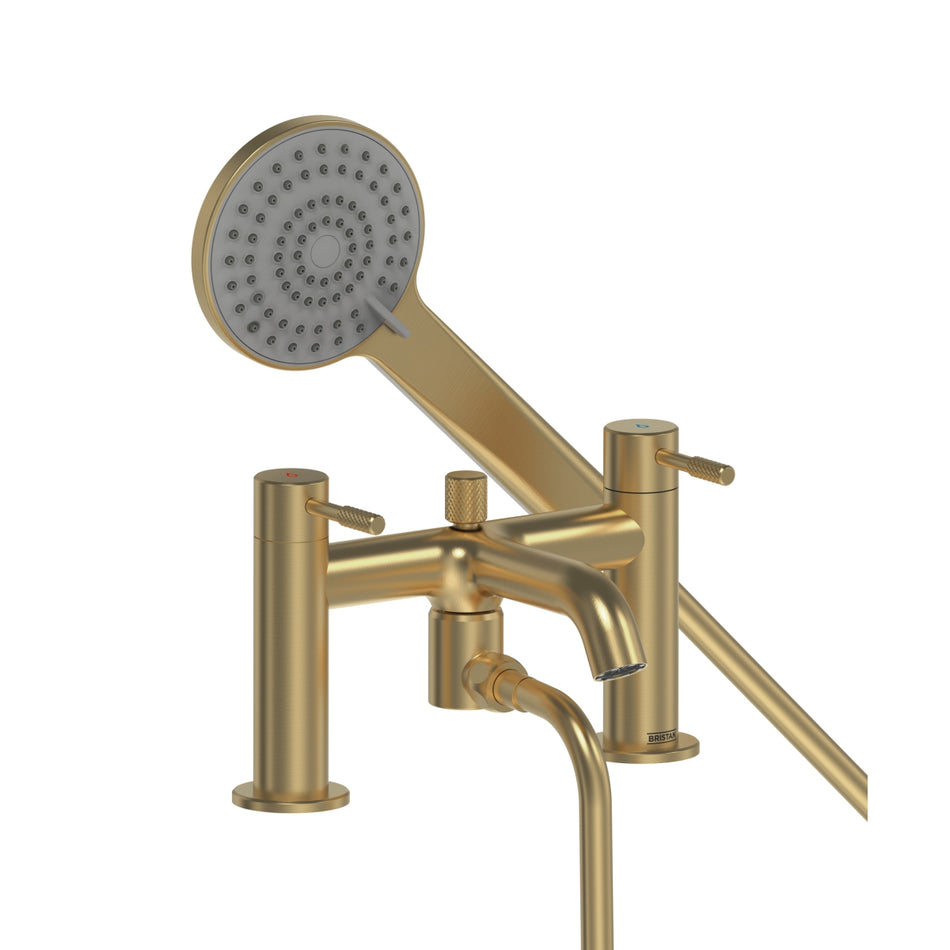 Bristan Molida Bath Shower Mixer Tap With Shower Handset and Hose - Brushed Brass