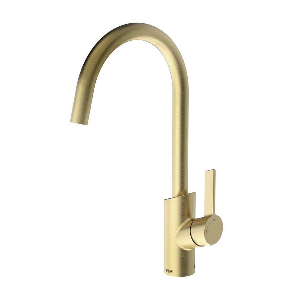 Bristan Maple Deck Mounted Easyfit Mono Kitchen Mixer Tap - Brushed Brass