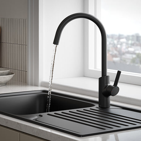 Bristan Maple Deck Mounted Easyfit Mono Kitchen Mixer Tap - Matt Black