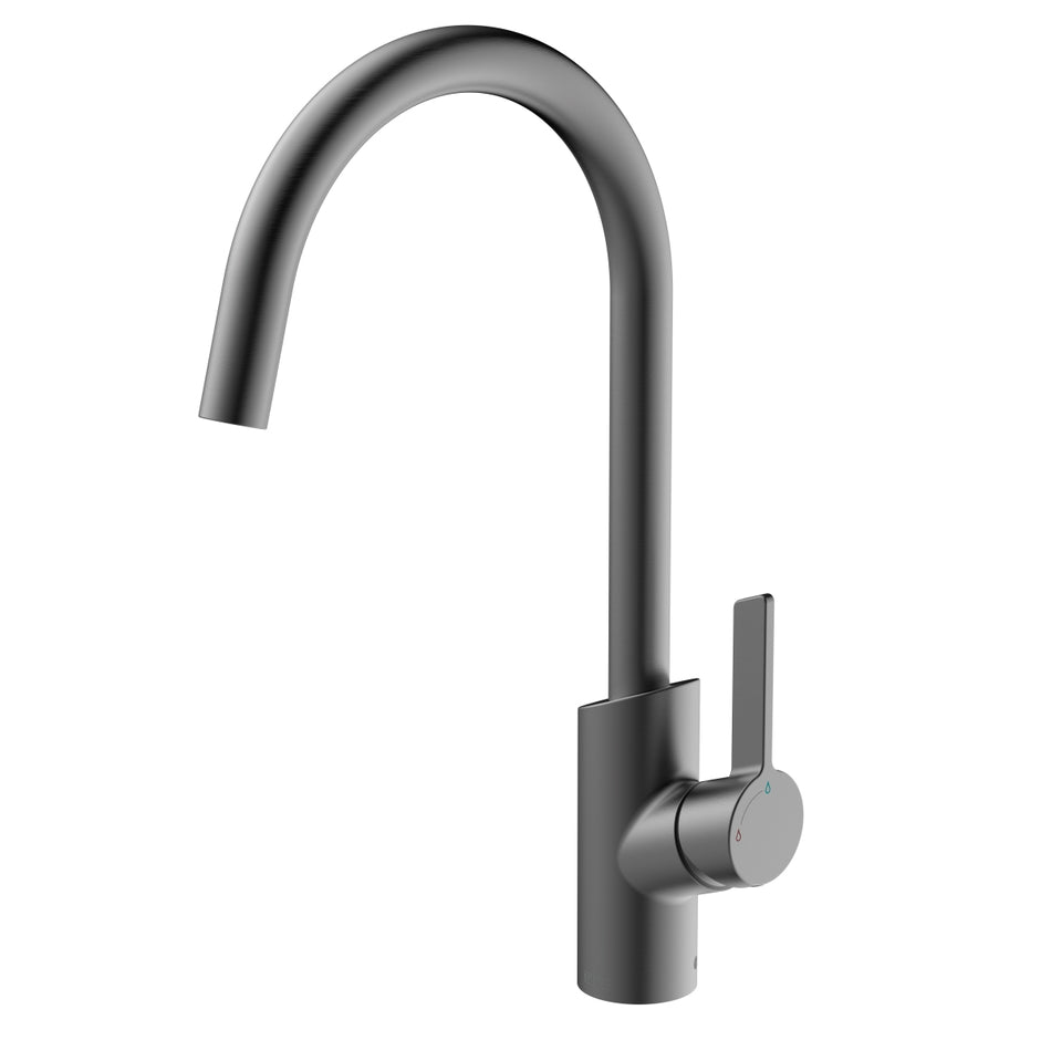 Bristan Maple Deck Mounted Easyfit Mono Kitchen Mixer Tap - Gun Metal