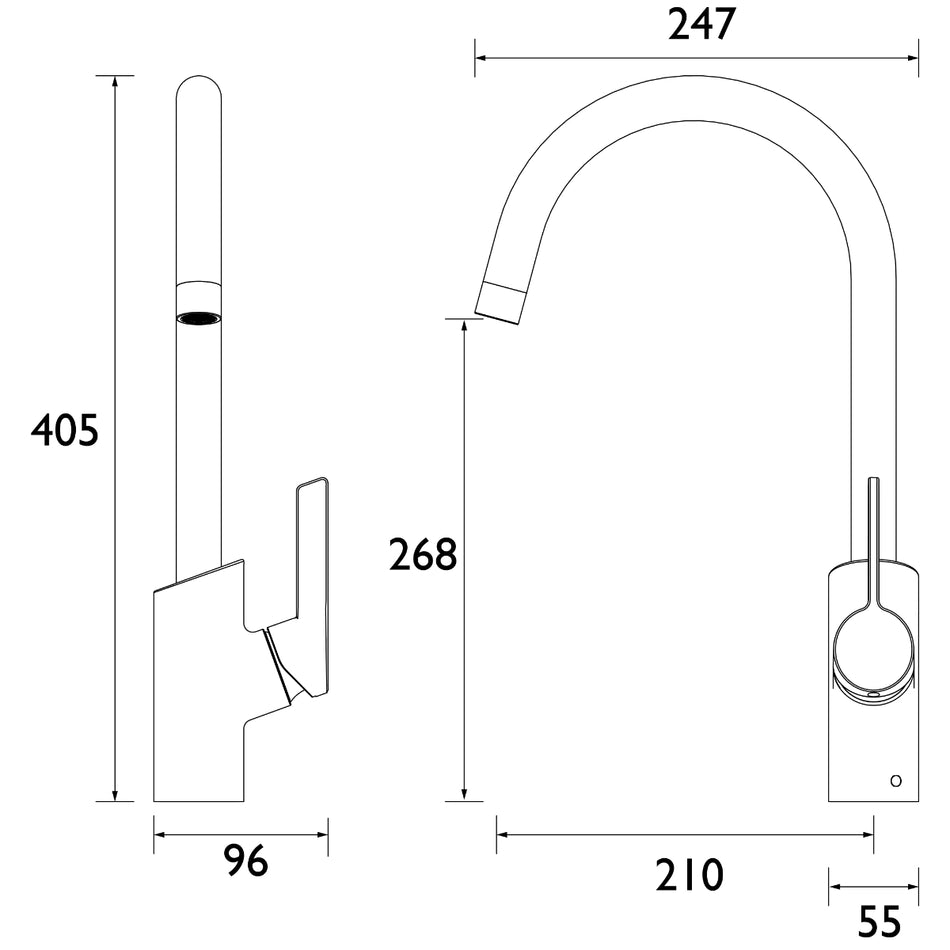 Bristan Maple Deck Mounted Easyfit Mono Kitchen Mixer Tap - Gun Metal