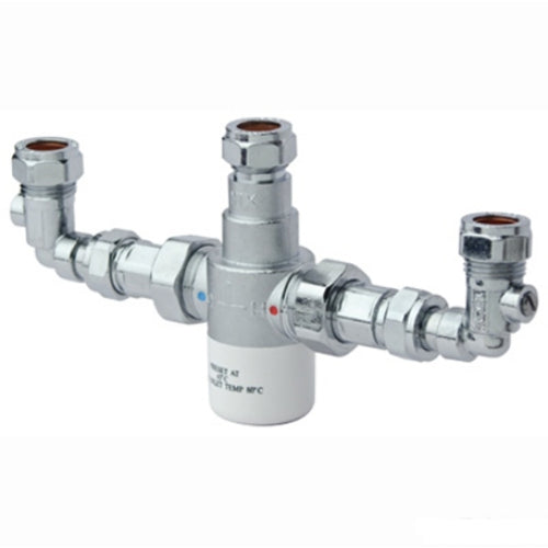 Bristan Gum Thermostatic Mixing Valve with Isolation Elbows - 15mm Compression - Chrome