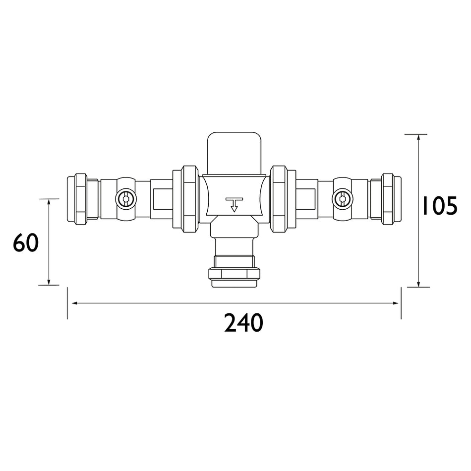 Bristan Gum Thermostatic Mixing Valve with Isolation Elbows - 22mm Compression