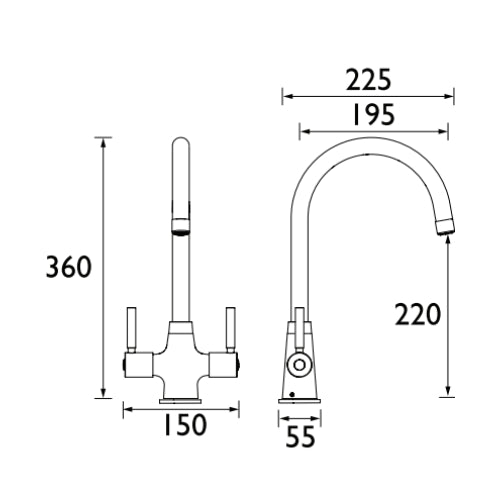 Bristan Monza Easyfit Mono Kitchen Mixer Tap - Black