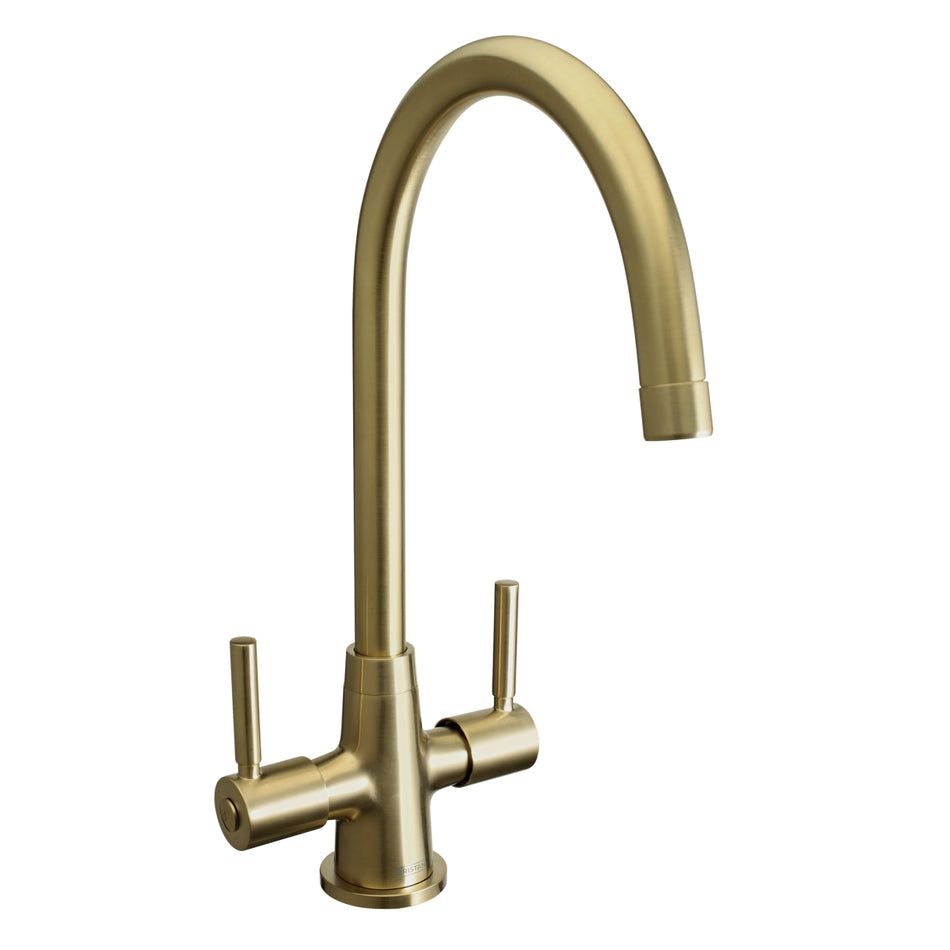 Bristan Monza Deck Mounted Easyfit Mono Kitchen Mixer Tap - Brushed Brass