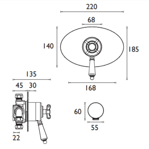 Bristan 1901 Concealed Concentric Shower Valve - Chrome