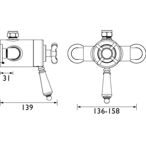 Bristan 1901 Exposed Concentric Top Outlet Shower Valve Only - Chrome