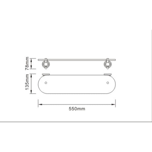 Bristan 1901 Glass Shelf - Chrome