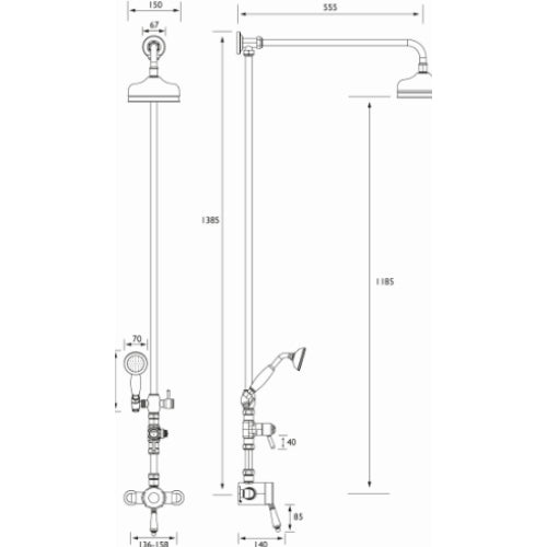 Bristan 1901 Exposed Sequential Shower Valve With Rigid Riser Kit - Chrome