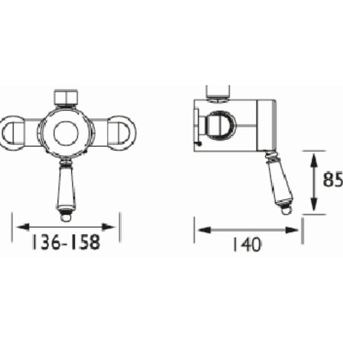 Bristan 1901 Exposed Sequential Top Outlet Shower Valve Only - Chrome