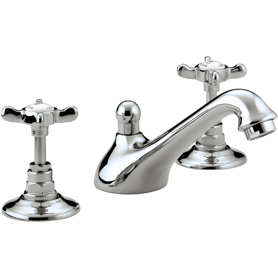 Bristan 1901 3 Hole Basin Mixer Tap With Pop-Up Waste and Ceramic Disc Valves - Chrome