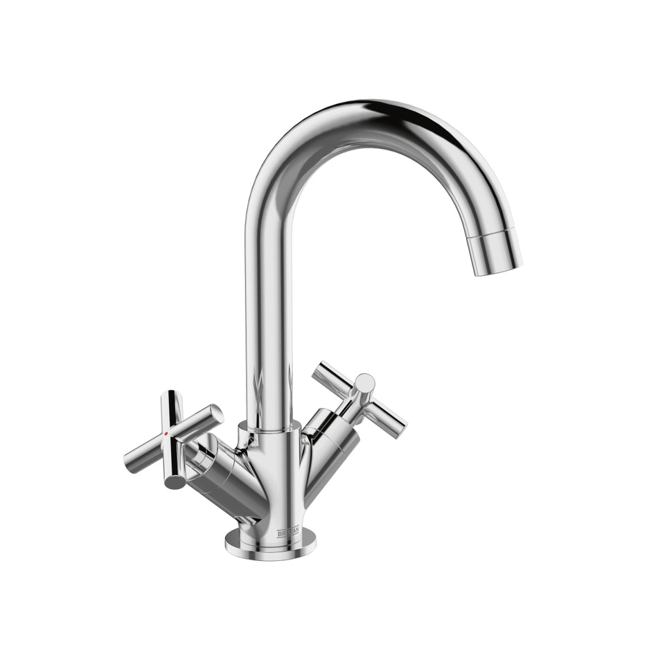 Bristan Naxos Deck Mounted Basin Mixer Tap With Clicker Waste - Chrome