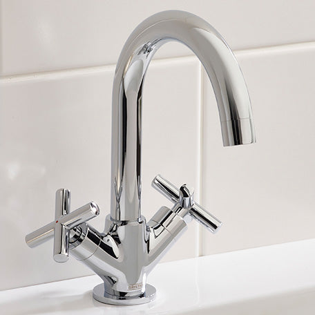 Bristan Naxos Deck Mounted Basin Mixer Tap With Clicker Waste - Chrome