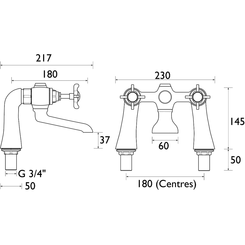 Bristan 1901 Bath Filler Tap  and Ceramic Disc Valves - Chrome