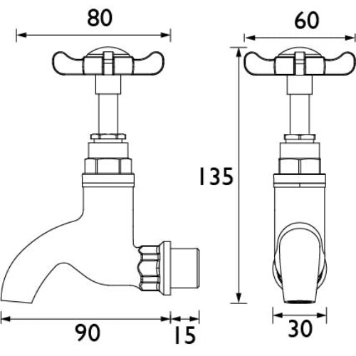 Bristan 1901 Bib Taps - Chrome