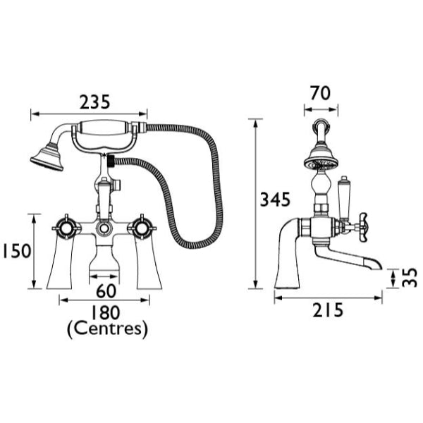 Bristan 1901 Bath Shower Mixer Tap  and Ceramic Disc Valves - Chrome