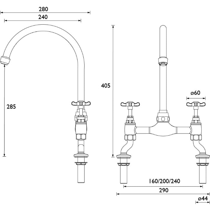 Bristan 1901 Kitchen Mixer Tap - Chrome