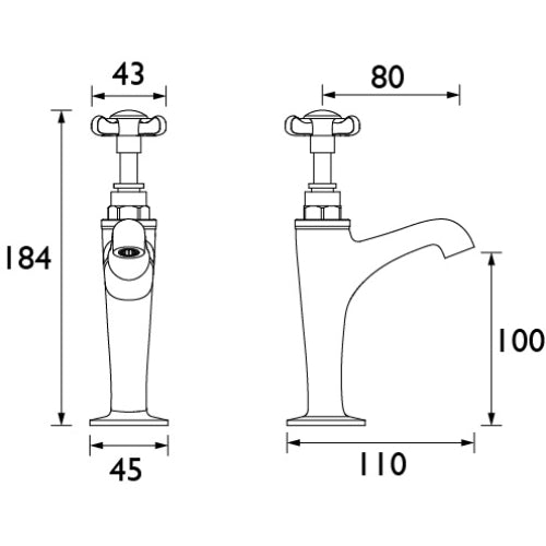 Bristan 1901 High Neck Kitchen Pillar Taps - Chrome