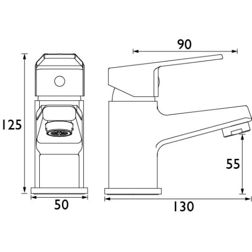 Bristan Niva Basin Mixer Tap With Clicker Waste - Chrome