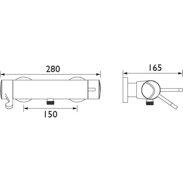 Bristan Opac Exposed Bar Shower Valve With Lever Handles - Chrome