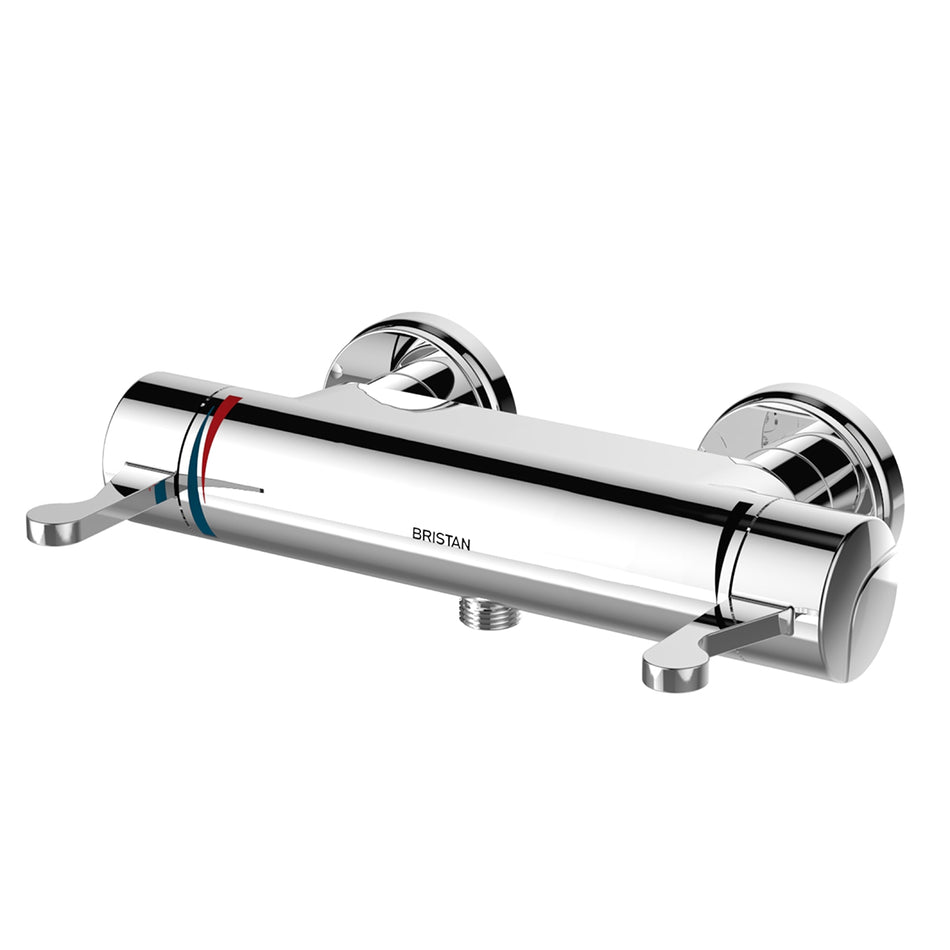 Bristan Opac Exposed Bar Shower Valve With Lever Handles - Chrome