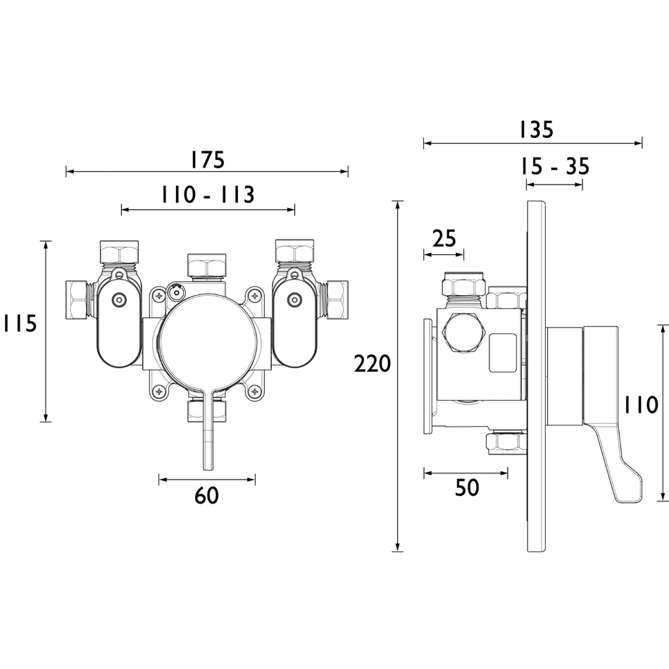 Bristan Opac Concealed Shower Valve With Lever Handle - Chrome