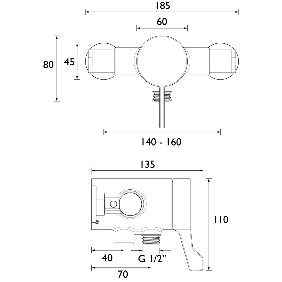 Bristan Opac Exposed Shower Valve With Lever Handle - Chrome