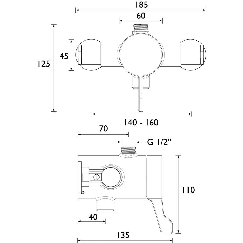 Bristan Opac Top Outlet Shower Valve With Lever Handle - Chrome