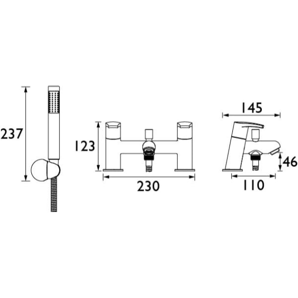 Bristan Orta Bath Shower Mixer Tap - Chrome