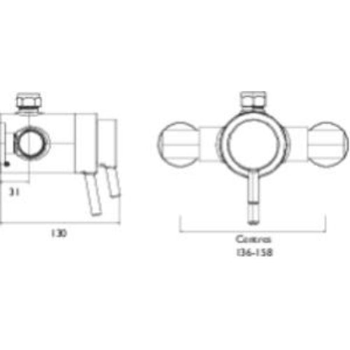 Bristan Prism Exposed Concentric Top Outlet Shower Valve Only - Chrome