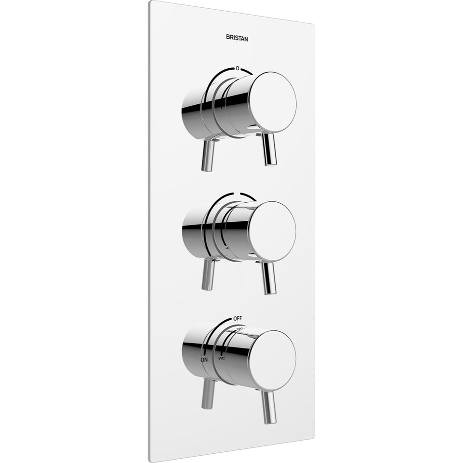Bristan Prism Recessed Thermostatic Dual Control Shower Valve With Integral Two Outlet Diverter And Stopcock - Chrome