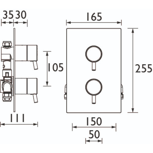 Bristan Prism Recessed Thermostatic Dual Control Shower Valve - Chrome