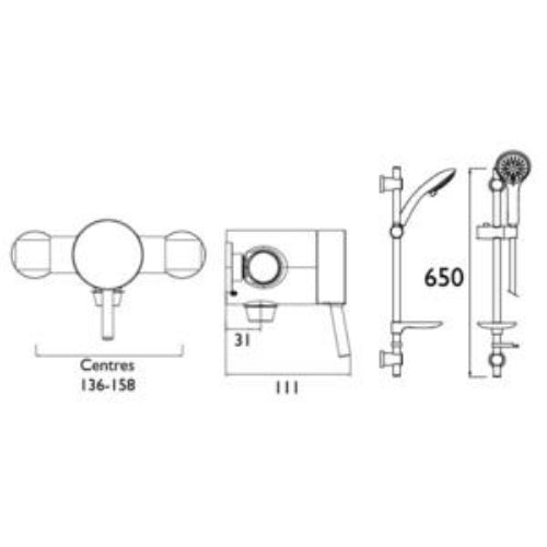 Bristan Prism Exposed Sequential Shower Valve With Adjustable Riser Kit - Chrome